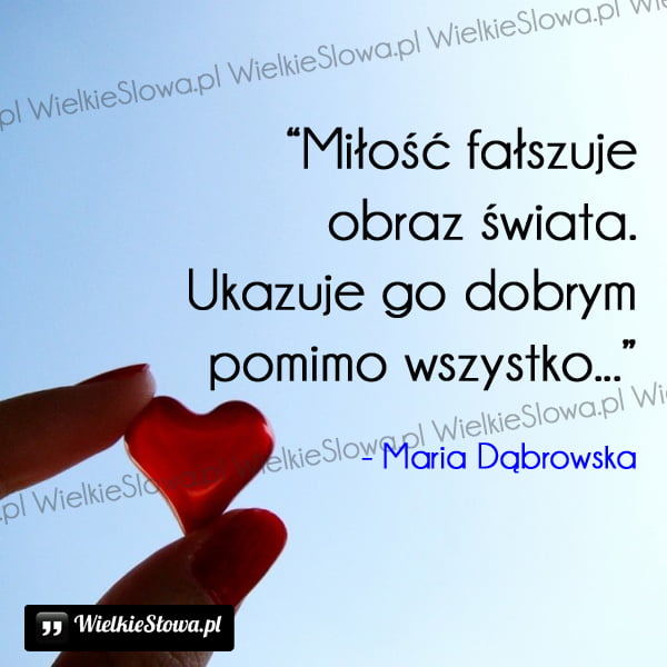 Cytaty o miłości: Miłość fałszuje obraz świata...